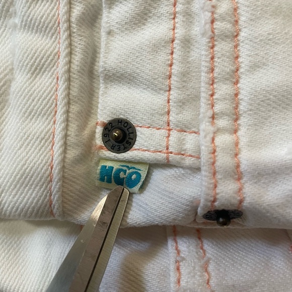 Vintage Hollister Y2K White Capri Jeans Orange Stitching Low Rise Size 5 - Picture 8 of 8